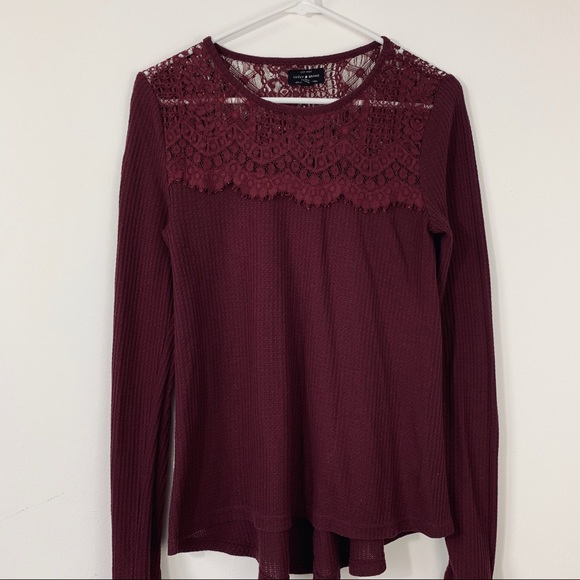 Lucky Brand Lace-Trim Thermal Top XS - Picture 3 of 4